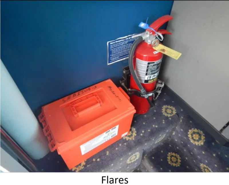 Slide: The Image of Fire extinguisher and flare box on 2010 Custom Semi Sub Power Catamaran. - 22
