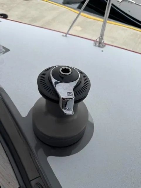 Slide: The Image of Winch on 1985 Farr PERFORMANCE sailboat deck, close-up view. - 16