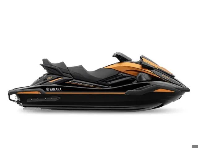 Slide: The Image of 2024 Yamaha Waverunner FX Limited SVHO with audio system, sleek black and orange design. - 1