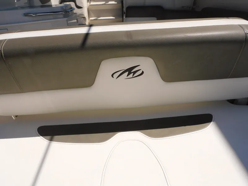 Slide: The Image of 2011 Monterey 260 SCR boat interior with logo on seat backrest. - 30