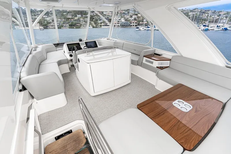 Slide: The Image of Luxurious interior of 2019 Tiara Yachts F 53, featuring elegant seating and modern design. - 14