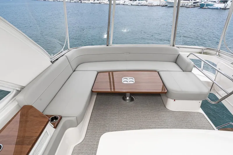 Slide: The Image of Luxurious 2019 Tiara Yachts F 53 interior with elegant seating and ocean view. - 25