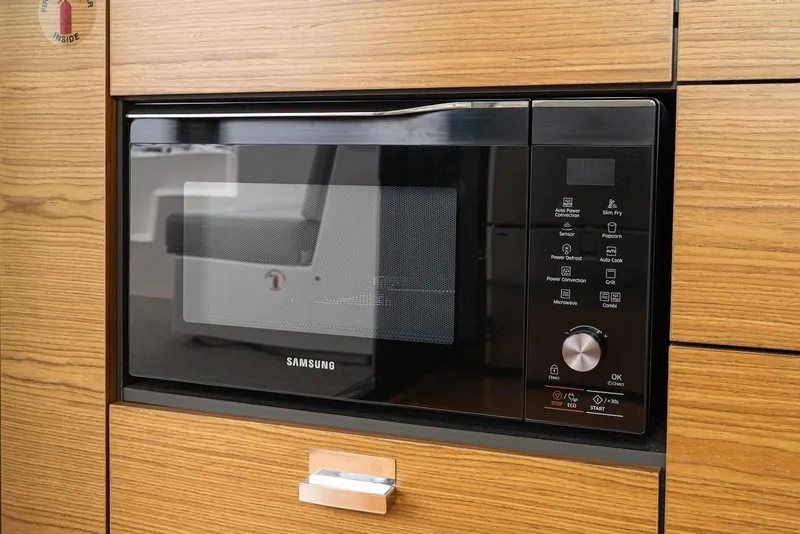 Slide: The Image of Built-in Samsung microwave in a Tiara Yachts F 53, 2019 model. - 41