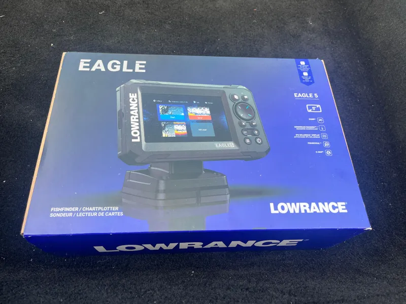 Slide: The Image of Box of Lowrance Eagle 5 fishfinder/chartplotter on Tracker Pro Team 175, 2016 model. - 27