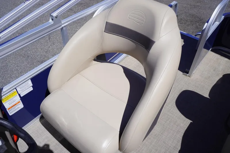 Slide: The Image of Beige captain's chair on 2022 Sun Tracker Party Barge 18 DLX pontoon boat. - 18