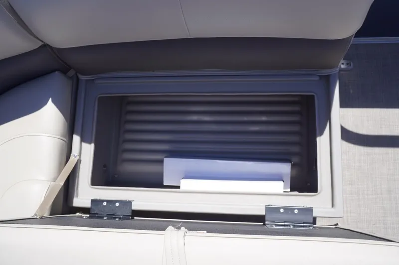 Slide: The Image of Storage compartment in 2022 Sun Tracker Party Barge 18 DLX pontoon boat. - 39
