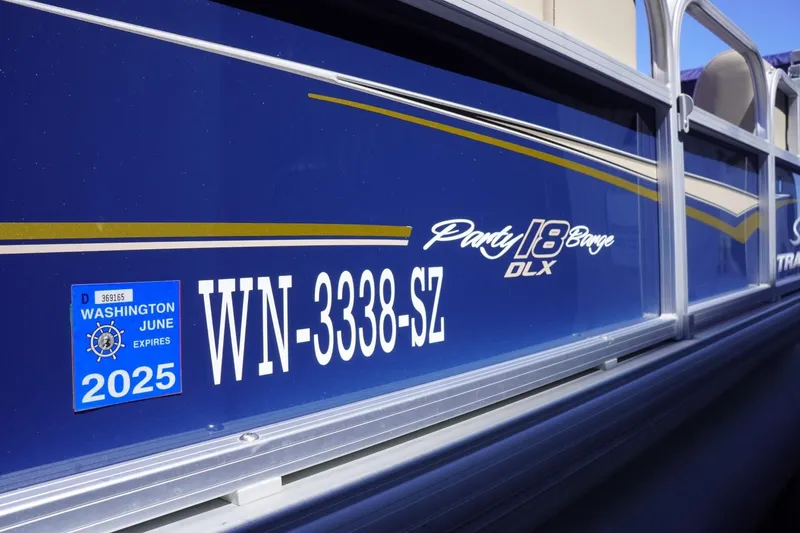 Slide: The Image of 2022 Sun Tracker Party Barge 18 DLX with Washington registration, expiring June 2025. - 5