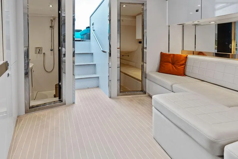 Slide: The Image of Luxurious interior of a 2015 VanDutch 55 yacht with modern seating and elegant design. - 44