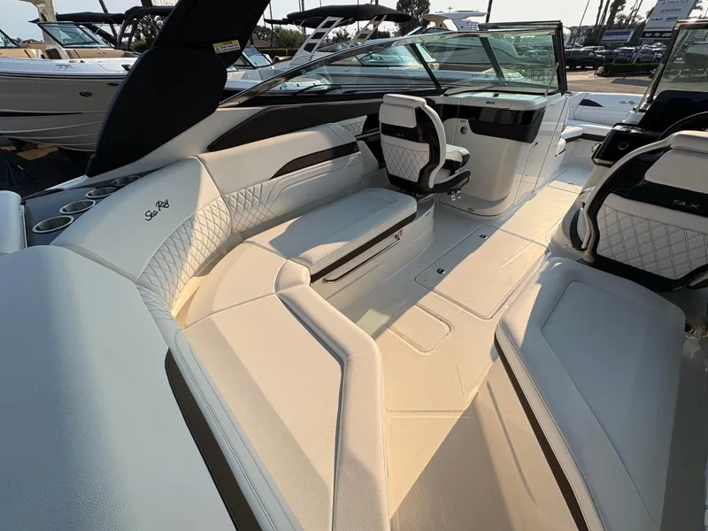 Slide: The Image of Interior of 2026 Sea Ray SLX 260 boat with luxurious seating and modern design. - 5