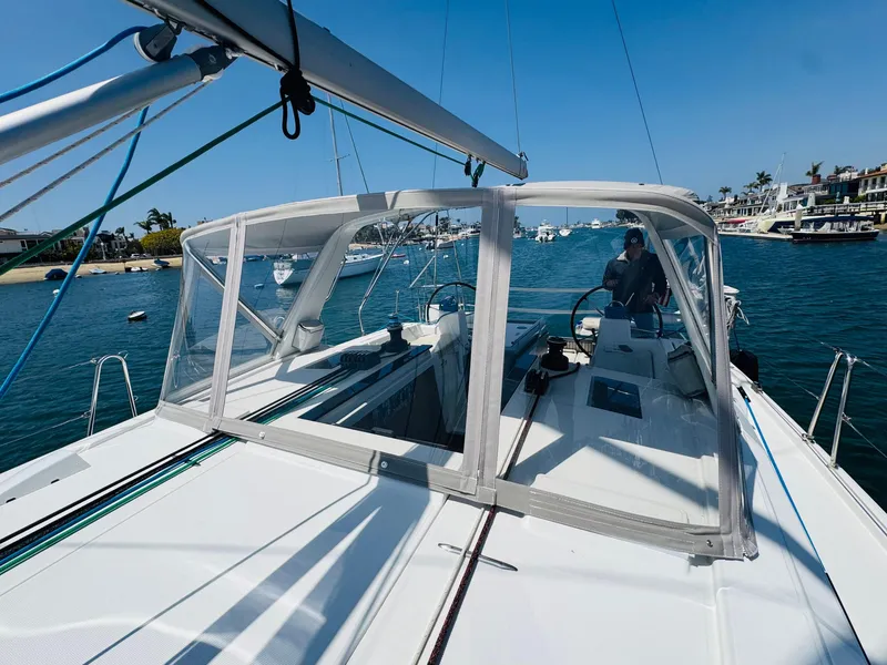 Slide: The Image of Beneteau Oceanis 41.1 sailboat, 2020 model, cruising in a sunny marina. - 7