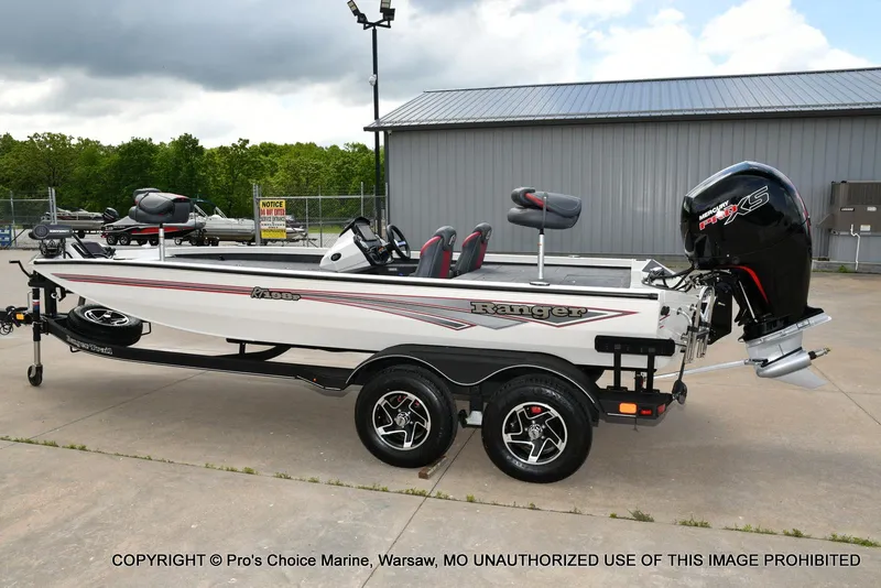 Slide: The Image of 2025 Ranger RT198P Cup Equipped boat with Mercury Pro XS engine on trailer. - 21