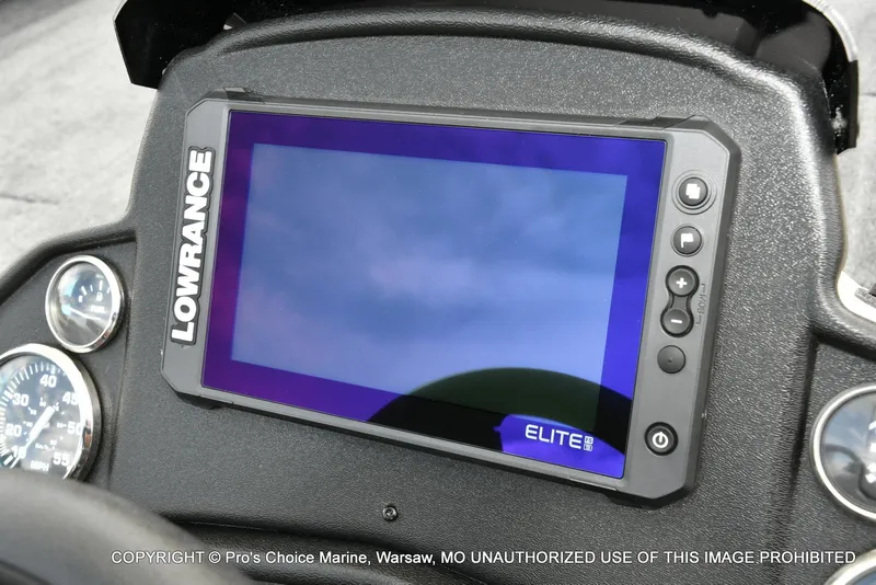 Slide: The Image of 2025 Ranger RT198P Cup Equipped boat dashboard with Lowrance Elite fishfinder display. - 32
