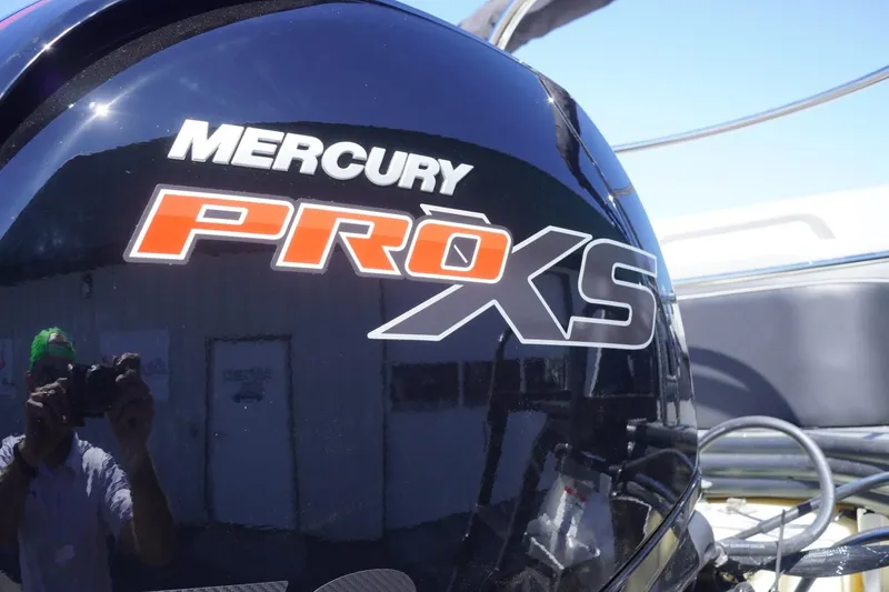 Slide: The Image of Mercury Pro XS engine on a 2025 Lowe SS 230 DL boat. - 16