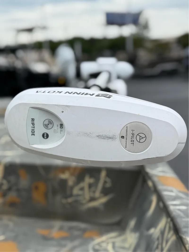 Slide: The Image of Minn Kota Riptide trolling motor on 2022 War Eagle 961 Blackhawk boat. - 7