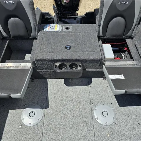 Slide: The Image of 2025 Lund 1775 Adventure Sport boat interior with seating and storage compartments. - 14