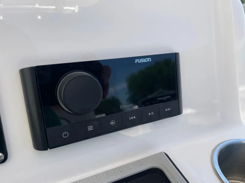 Slide: The Image of Fusion audio system on 2023 Sea Fox 228 Commander boat dashboard. - 31