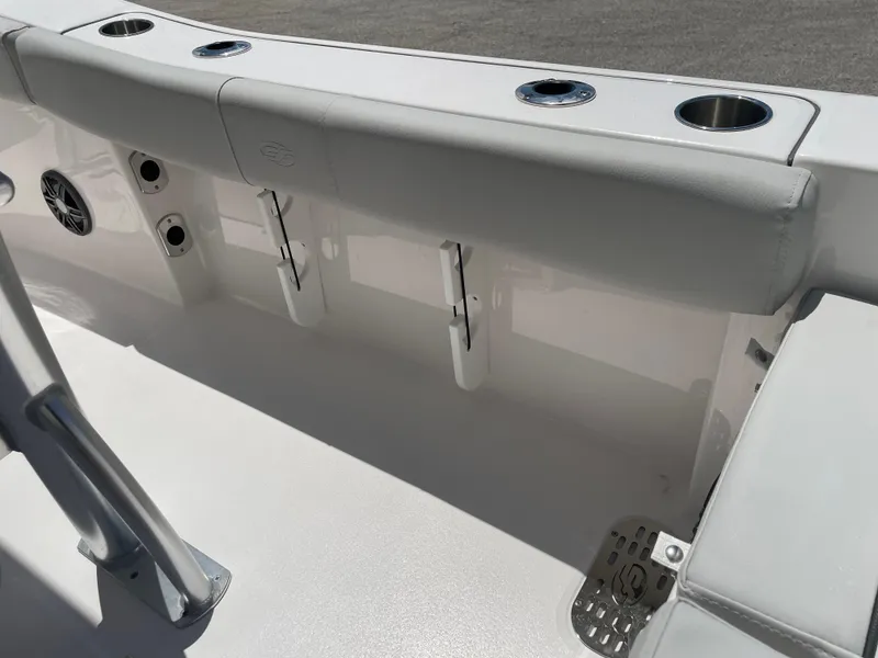 Slide: The Image of 2023 Sea Fox 228 Commander boat interior with rod holders and seating. - 40