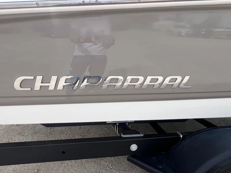 Slide: The Image of 2008 Chaparral 220 SSi boat logo on side panel, close-up view. - 3