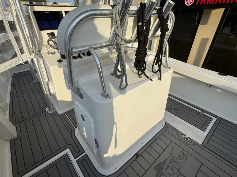 Slide: The Image of 2015 Ocean Runner 2900 boat deck with ropes and control panel. - 3