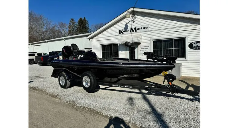 Slide: The Image of 2024 Ranger Z518 Cup-Equipped boat on trailer outside Knox Marine. - 2
