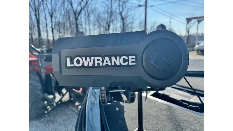 Slide: The Image of Lowrance device on 2024 Ranger Z518 Cup-Equipped boat, outdoor setting. - 7