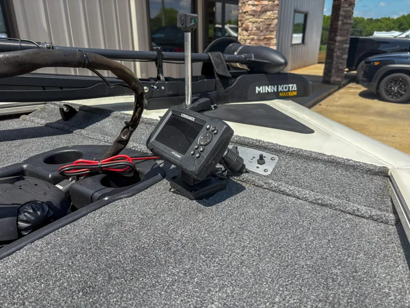 Slide: The Image of 2023 Tracker Pro Team 195 TXW Tournament Edition boat with Minn Kota trolling motor and Lowrance fish finder. - 3