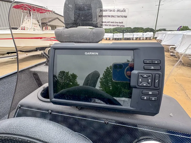 Slide: The Image of Garmin fishfinder on 2021 Tracker Bass Tracker Classic XL boat dashboard. - 10