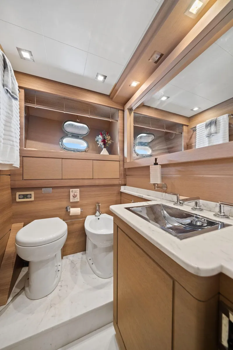Slide: The Image of Luxurious glassware cabinet in 2010 Mangusta 72 Express yacht interior. - 49