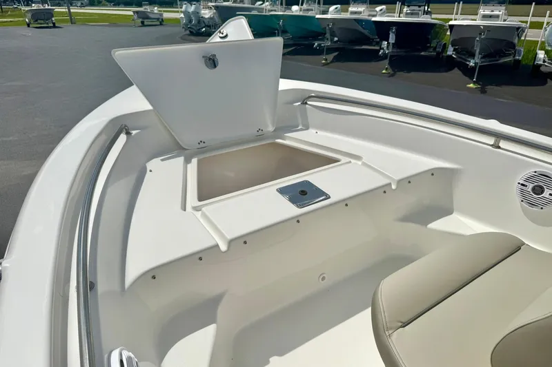 Slide: The Image of 2023 Key West 189 FS boat interior with open storage compartment. - 13