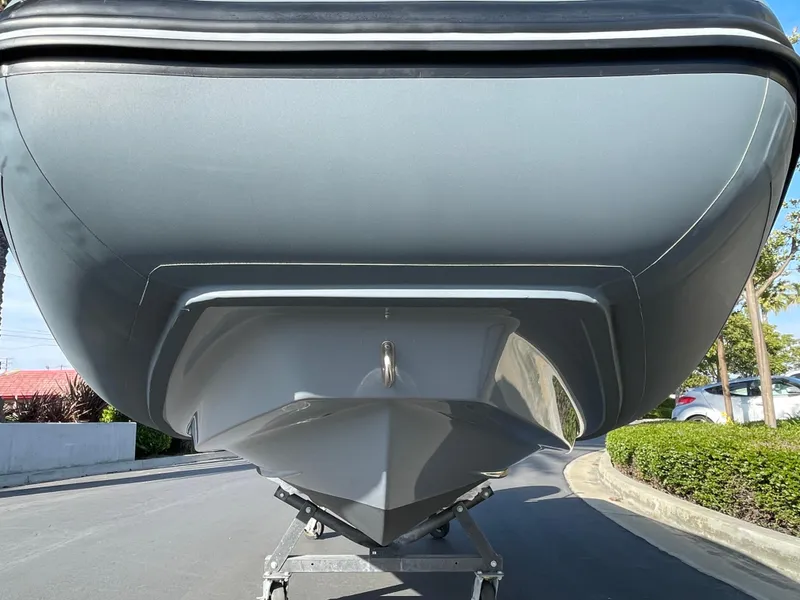 Slide: The Image of 2021 Brig Eagle 4 boat on trailer, viewed from the front. - 30