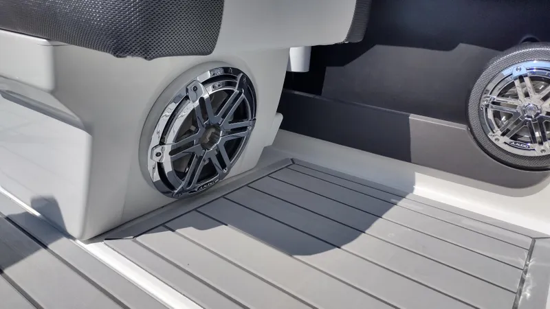 Slide: The Image of 2026 Formula 270 Bowrider boat interior with white seating and modern design. - 45