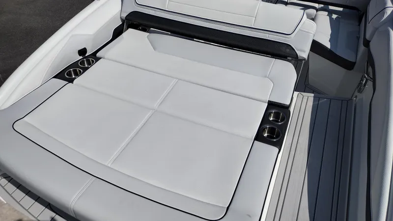 Slide: The Image of 2026 Formula 270 Bowrider interior with sleek white seating and modern design. - 48