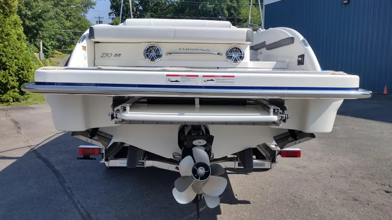 Slide: The Image of Stern view of 2026 Formula 270 Bowrider with MerCruiser outdrive and propeller. - 6