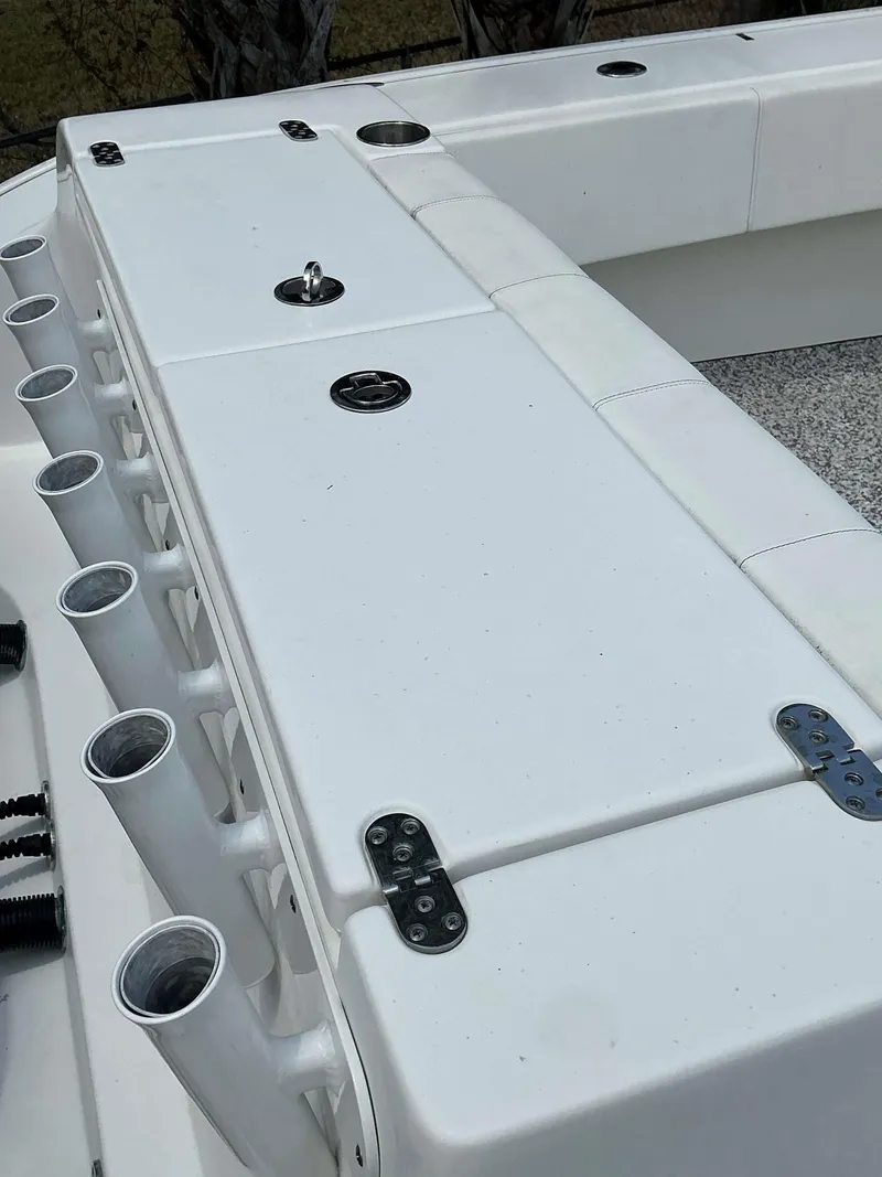 Slide: The Image of 2017 Cape Horn 36 XS boat deck with rod holders and seating. - 4