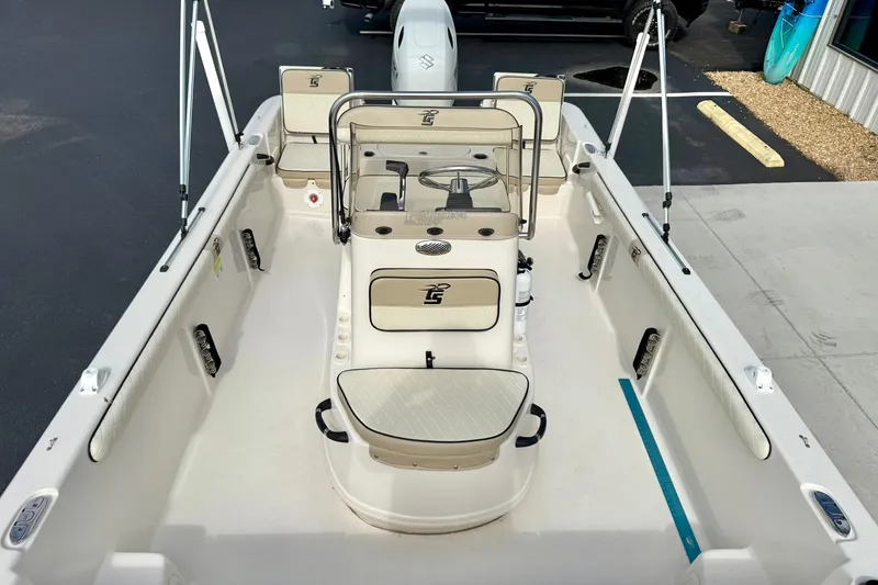 Slide: The Image of 2024 Carolina Skiff 19 LS boat interior with center console and seating. - 15
