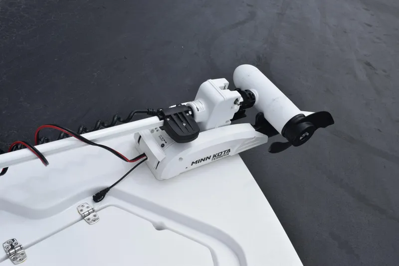 Slide: The Image of Trolling motor on 2017 Blazer Bay 2200 boat, featuring Minn Kota equipment. - 13