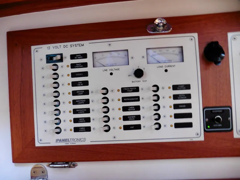 Slide: The Image of 12-volt DC system panel on 2011 Cape George Cutter sailboat. - 40
