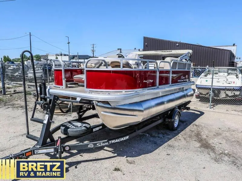 Slide: The Image of 2025 BASS BUGGY 16 XL Select pontoon boat on trailer at Bretz RV & Marine. - 4