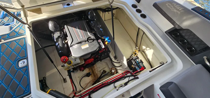 Slide: The Image of 2022 Cobalt R6 engine compartment showcasing powerful inboard motor and wiring details. - 27