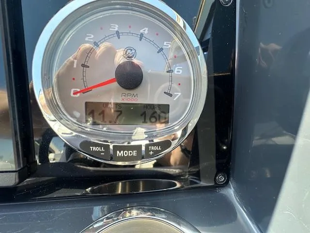 Slide: The Image of Close-up of a 2018 Formula 270 Bowrider tachometer displaying RPM and hours. - 5