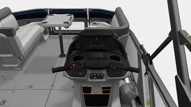 Slide: The Image of 2024 Sea-Doo Switch® Cruise 18 interior with steering console and seating area. - 4