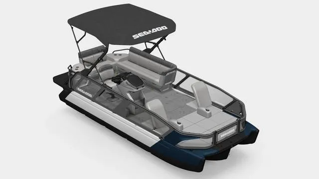 Slide: The Image of 2024 Sea-Doo Switch® Sport 21 boat, 230 hp, galvanized, with canopy and seating. - 1