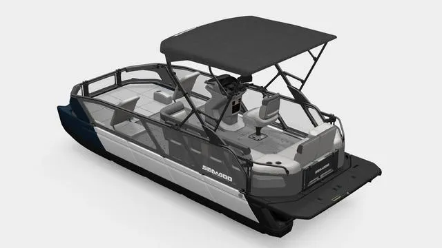 Slide: The Image of 2024 Sea-Doo Switch® Sport 21 boat with 230 hp, galvanized frame, and canopy. - 3