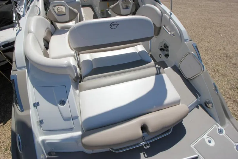 Slide: The Image of 2016 Crownline Eclipse E2 boat interior with comfortable seating and modern design. - 6