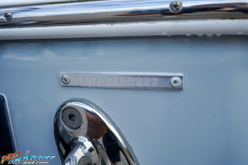 Slide: The Image of 2022 Sea Hunt GAMEFISH 27 CB boat identification plate and hardware detail. - 48