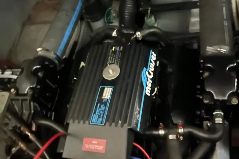 Slide: The Image of Engine compartment of a 1996 Sea Ray 330 Sundancer with MerCruiser engine. - 39