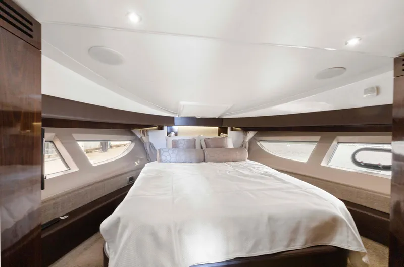 Slide: The Image of Luxurious bedroom interior of 2017 Sea Ray Fly 400 yacht with elegant bedding. - 24
