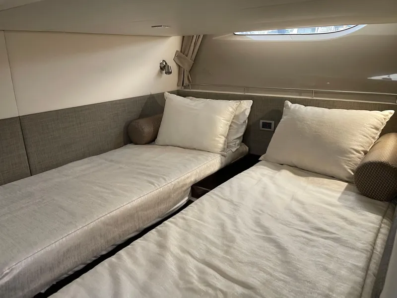 Slide: The Image of Interior cabin of 2017 Sea Ray Fly 400 yacht with twin beds. - 51