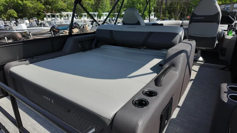 Slide: The Image of 2025 Viaggio Z22S boat interior with spacious seating and cup holders. - 4