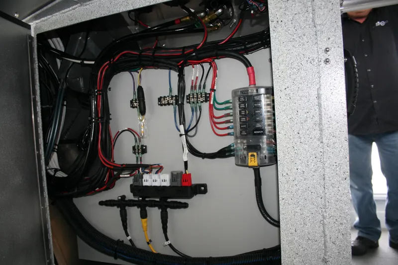Slide: The Image of Electrical wiring inside a 2017 North River 2500 S Sew Hawk OS boat. - 23